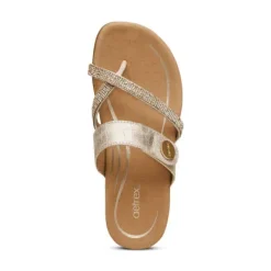 Aetrex Izzy Sparkle Gold Women's Comfort Sandal