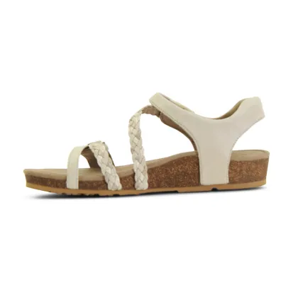 Aetrex Jillian Braided Quarter Strap Ivory Sandal SC362
