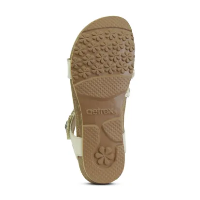 Aetrex Jillian Braided Quarter Strap Ivory Sandal SC362
