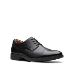 Clarks Eldridge Cap Black Leather Dress Shoe