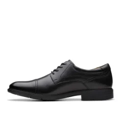 Clarks Eldridge Cap Black Leather Dress Shoe
