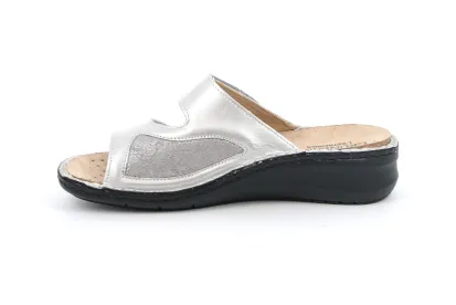 Grunland Women's Comfort 2-Strap Slide CE0259-SLVR
