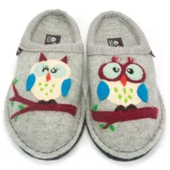 Haflinger Olivia Cute Owl Boiled Wool Slipper